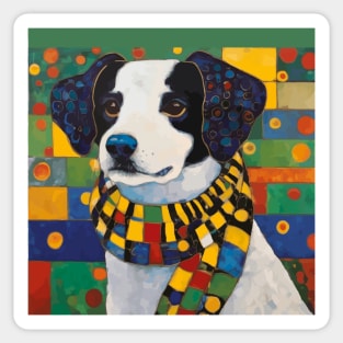 Gustav Klimt Style Puppy Dog with a Colorful Scarf Sticker